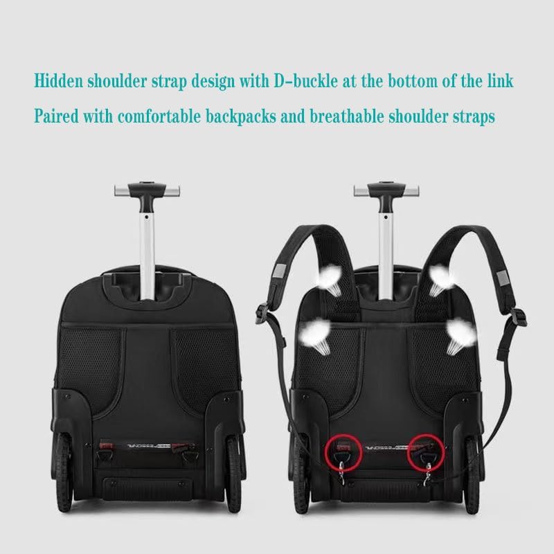 YWAOTRGY Quality Travel Rolling Backpack for Adults, 22 Inch Laptop Backpack with Wheels, Large Waterproof Roller Backpack, Wheeled Backpack for Business(Black) - Image 8