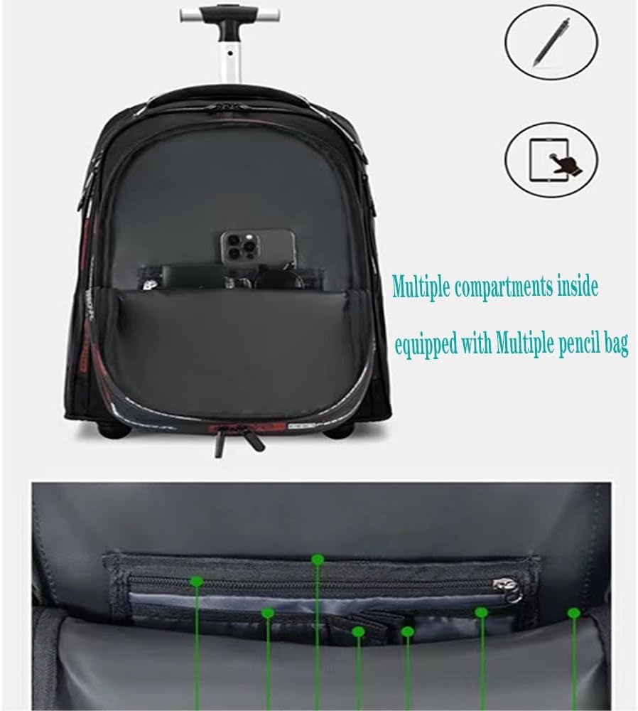 YWAOTRGY Quality Travel Rolling Backpack for Adults, 22 Inch Laptop Backpack with Wheels, Large Waterproof Roller Backpack, Wheeled Backpack for Business(Black) - Image 6