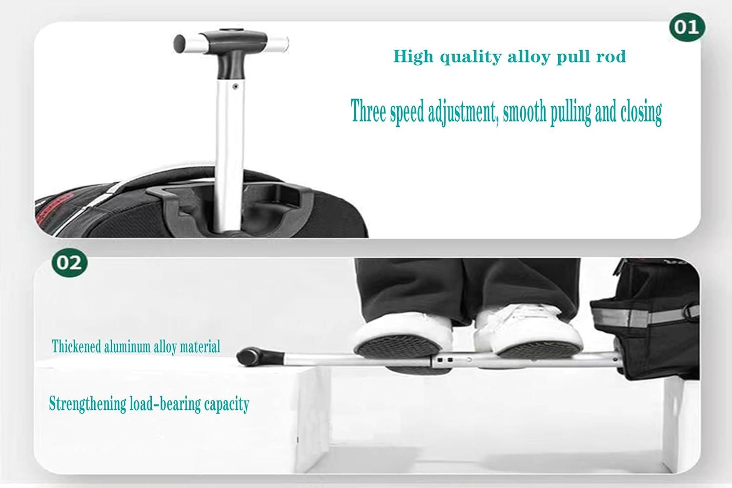 YWAOTRGY Quality Travel Rolling Backpack for Adults, 22 Inch Laptop Backpack with Wheels, Large Waterproof Roller Backpack, Wheeled Backpack for Business(Black) - Image 4