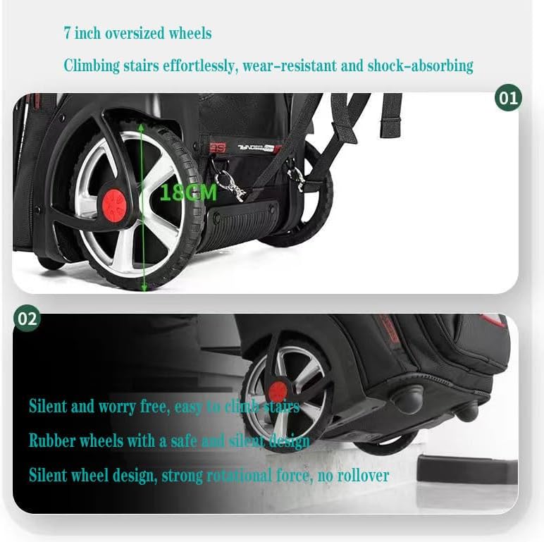 YWAOTRGY Quality Travel Rolling Backpack for Adults, 22 Inch Laptop Backpack with Wheels, Large Waterproof Roller Backpack, Wheeled Backpack for Business(Black) - Image 3